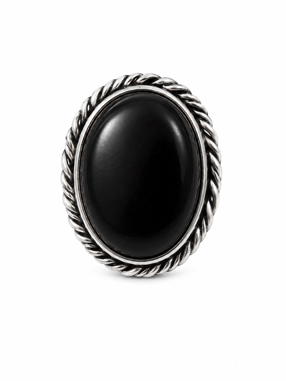 925 Stamped - Sterling Silver Handcrafted Classic Black Stone Oval Ring